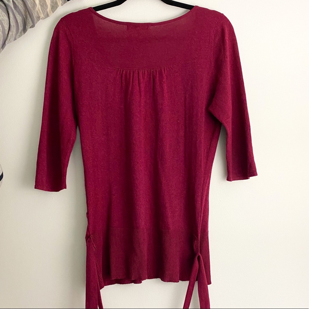 R&W Burgundy 3/4 Sleeve Knit Blouse - Picture 2 of 8